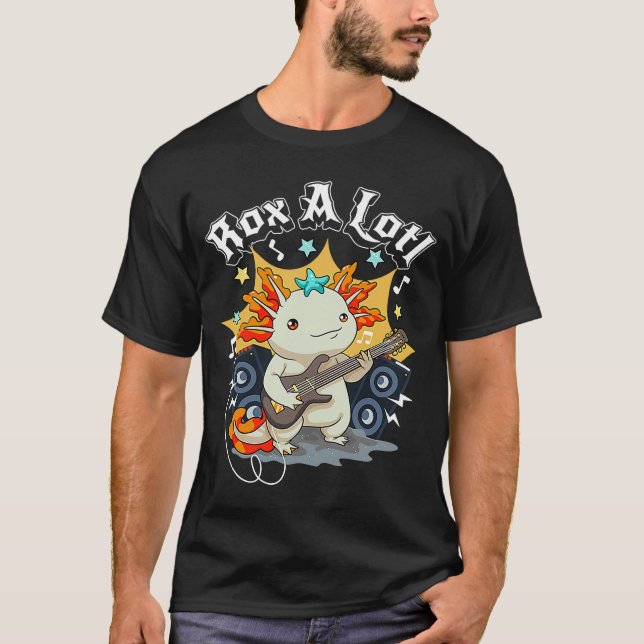 Rox a Lotl Axolotl Playing Guitar Axolotl  Guitari T-Shirt (Front)
