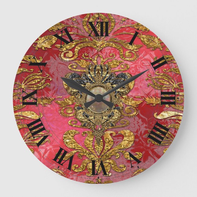 Roxanpheaz Chic Victorian  Damask Large Clock (Front)