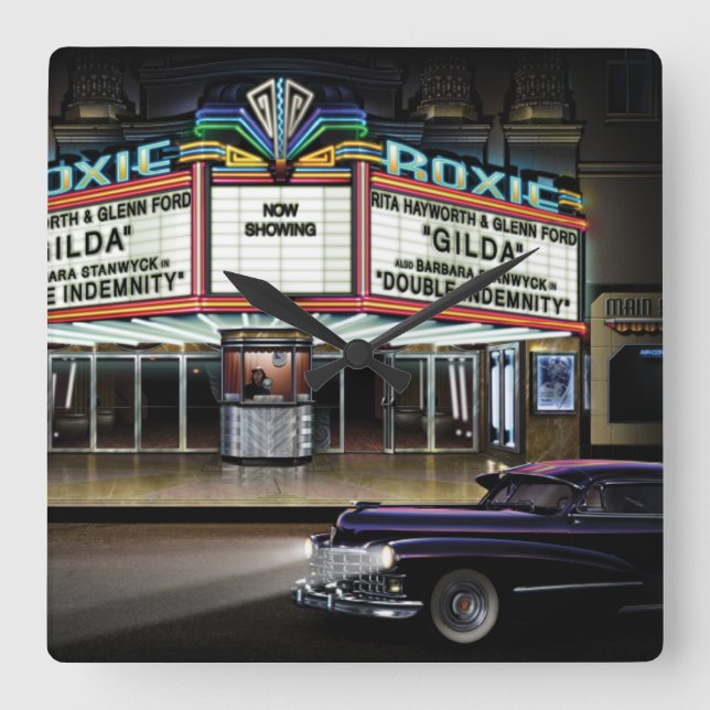 Roxie Picture Show Square Wall Clock (Front)