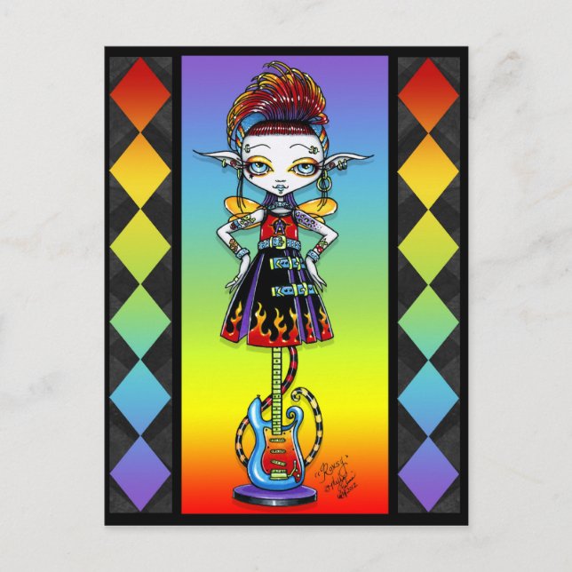 Roxsy Pixie Stick Psychobilly Rainbow Fae Postcard (Front)