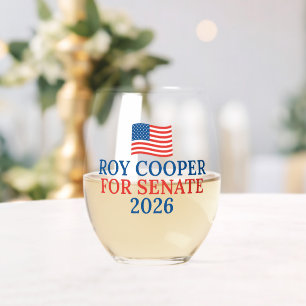 Roy Cooper for Senate 2026 Election Party Stemless Wine Glass
