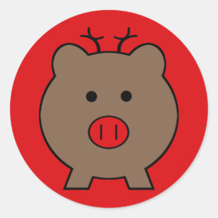 Roy the Christmas Pig Classic Round Sticker