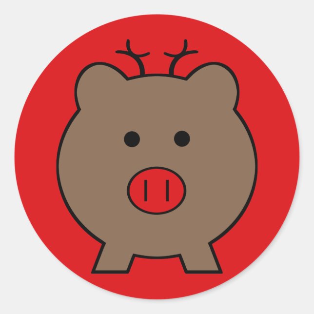 Roy the Christmas Pig Classic Round Sticker (Front)
