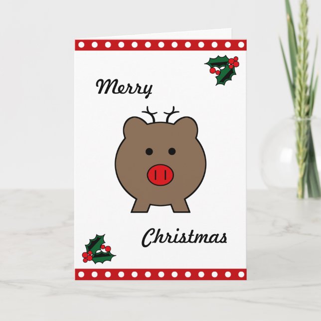 Roy the Christmas Pig Holiday Card (Front)