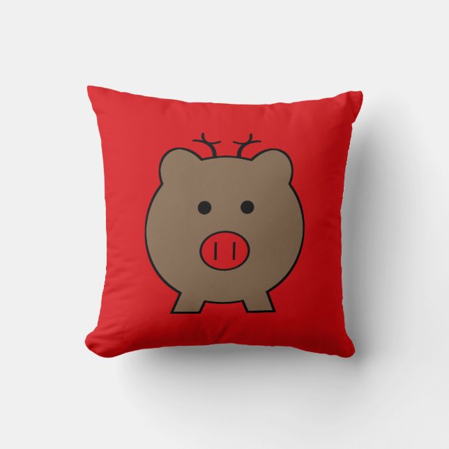 Roy the Christmas Pig Metal Ornament Cushion (Front)