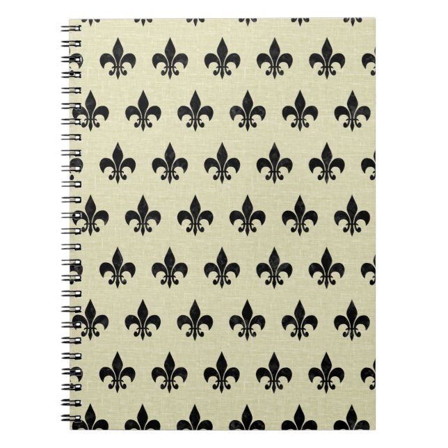 ROYAL1 BLACK MARBLE & BEIGE LINEN NOTEBOOK (Front)