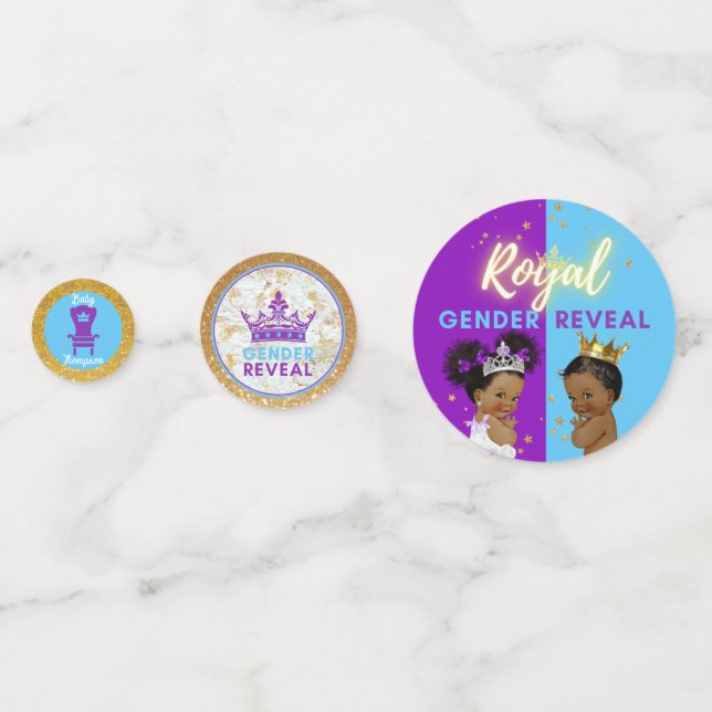 Royal African Gender Reveal Purple & Blue  Confetti (Backs)