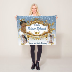 Royal African Prince Blue & Gold Elegant Photo Fleece Blanket