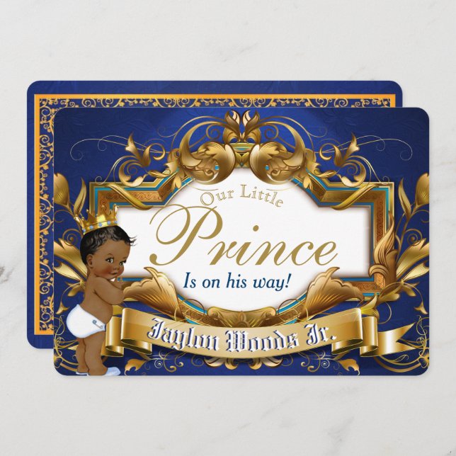 Royal African Prince Fancy Royal Blue and Gold Inv Invitation (Front/Back)