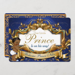 Royal African Prince Fancy Royal Blue and Gold Invitation
