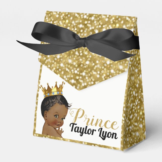 Royal African Prince Gold Glitter Elegant Favour Box (Front Side)