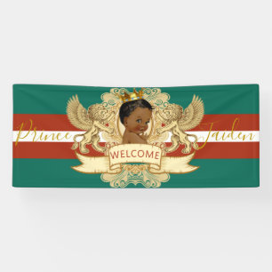 Royal African Prince Green Red Baby Shower Welcome Banner