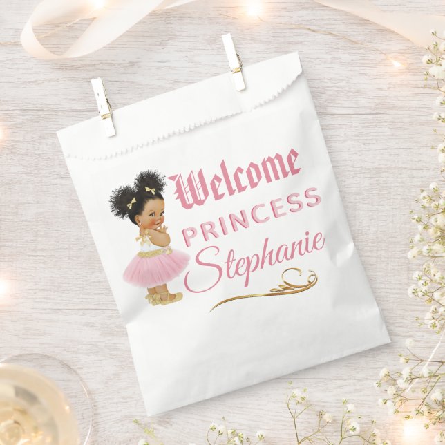 Royal African Princess Pink|Gold Fancy  Favour Bag (Clipped)