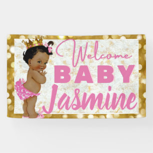 Royal African Princess Pink Gold Marble & Glitter Banner