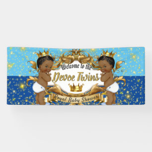 Royal African Twin Boys  Blue and Gold Sparkles Banner