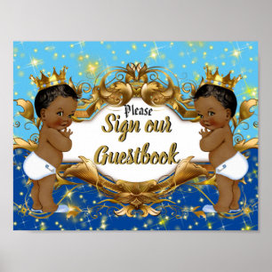 Royal African Twin Boys  Elegant Guestbook Sign