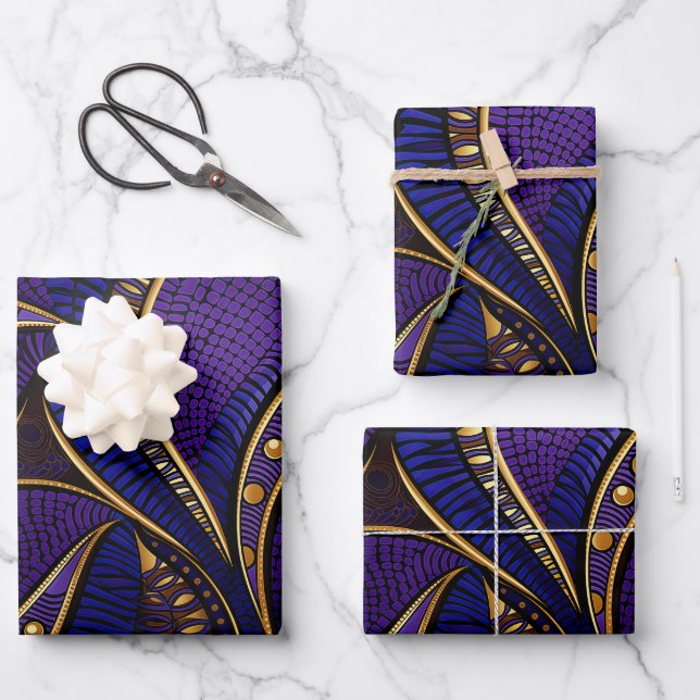Royal Afro Wax Pattern Wrapping Paper Sheet (Front)