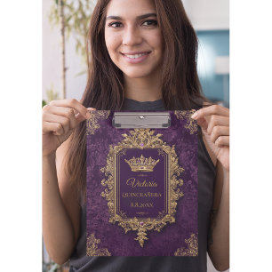 Royal Amethyst Quinceañera, custom Clipboard