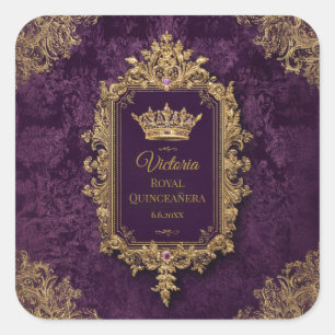 Royal Amethyst Quinceañera, custom Square Sticker