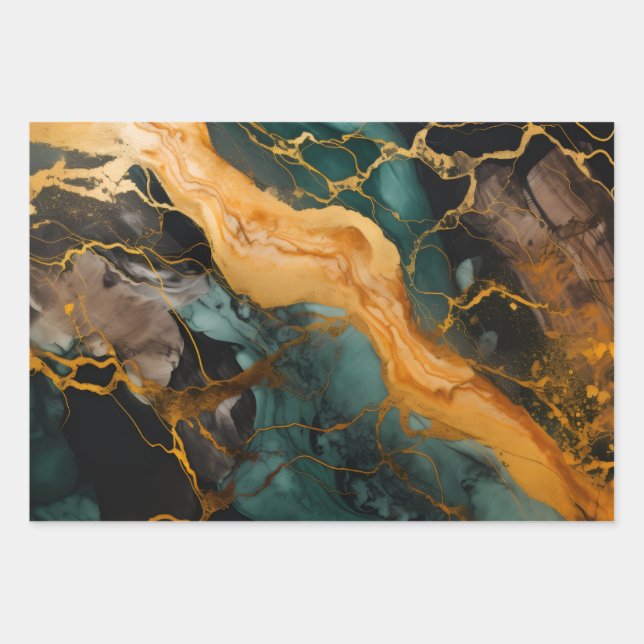 Royal Amethyst Swirl Wrapping Paper Sheet (Front)