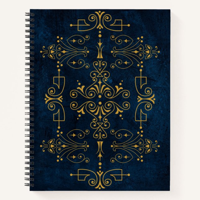 Royal Arcane Sigil – Gold Flourish on Midnight  Notebook (Front)