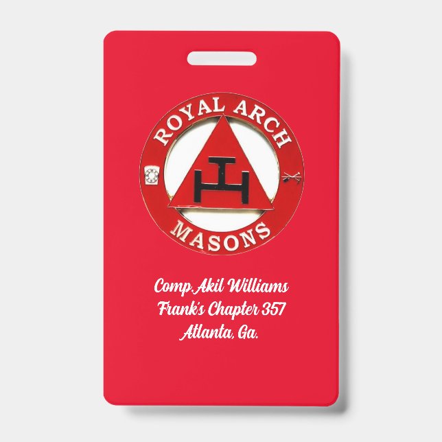 Royal Arch Mason Name Tag  ID Badge (Front)