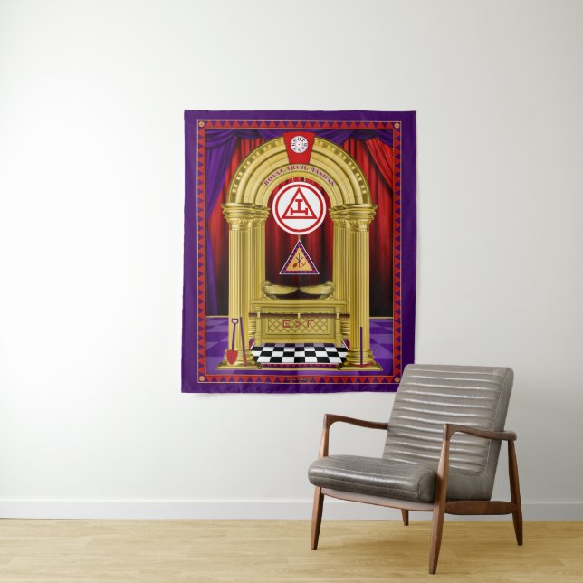 Royal Arch Masons Gold Pillars With Working Tools Tapestry (In Situ)