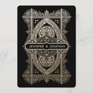 Royal Art Deco Wedding Invitations - Gold Foil