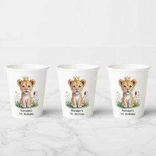 Royal Baby Lion 1st. Birthday Party Paper Cups