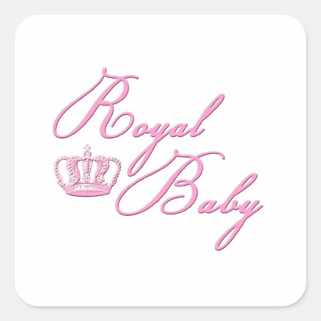Royal Baby Pink With Crown Square Sticker (Front)