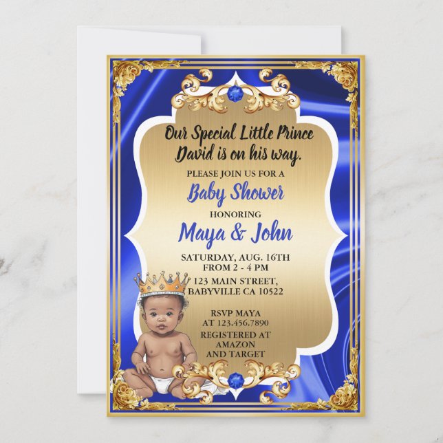 Royal Baby Shower Invitation Darker Skin Tone (Front)