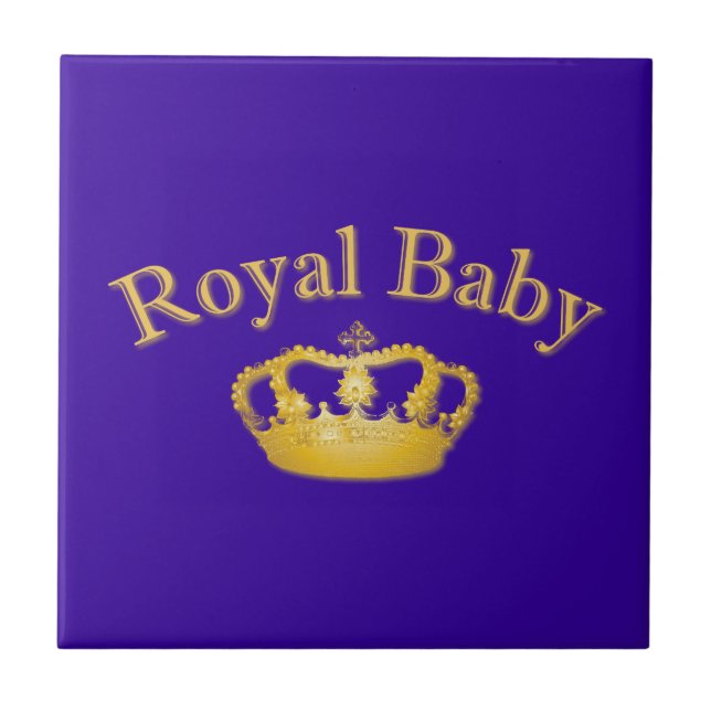 Royal Baby with Golden Crown Ceramic Tile (Front)