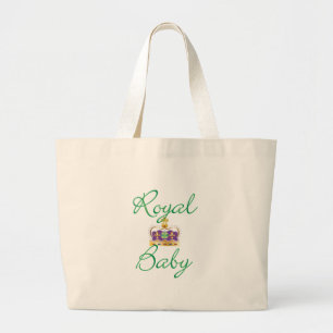 Royal Baby with Purple and Gold Crown Large Tote Bag