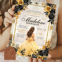 Royal Ballroom Black and Gold Quinceanera