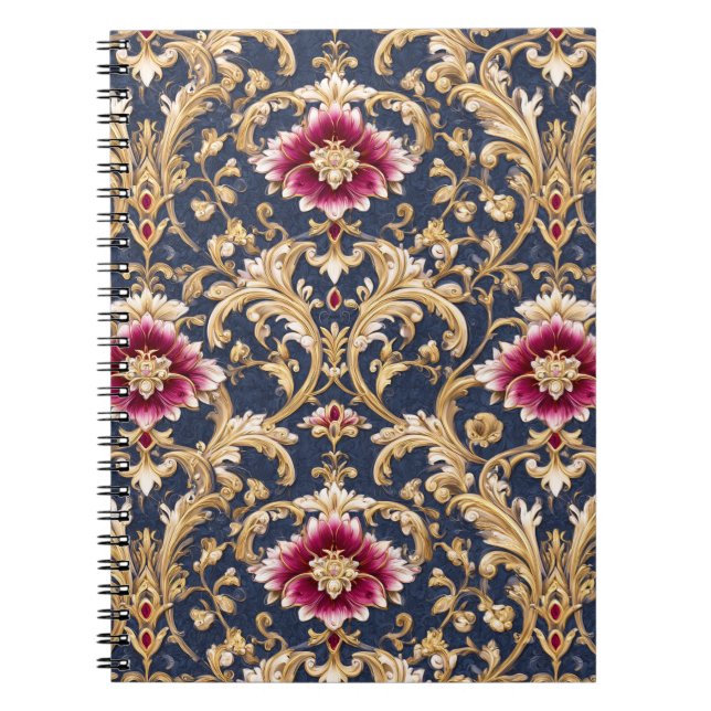 Royal Baroque Floral on Deep Blue Notebook (Front)