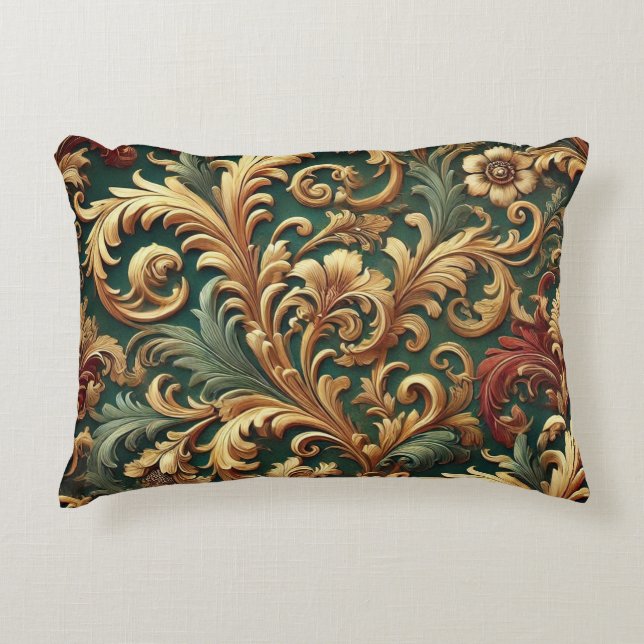 Royal Baroque Floral Pattern Decorative Cushion (Front)