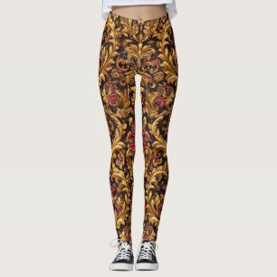 Royal Baroque Floral with Gold Ornament Leggings