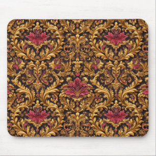 Royal Baroque Floral with Gold Ornament Mouse Pad