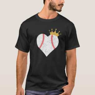 Royal Baseball Heart With Crown Cute Vintage Desig T-Shirt