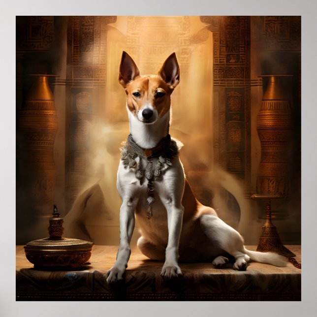Royal Basenji in Egyptian Pyramid Poster (Front)
