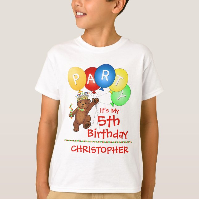 Royal Bear 5th Birthday Party Custom T-Shirt (Front)
