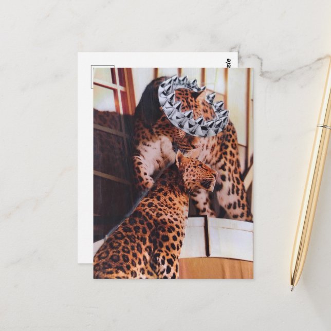 Royal Big Cats Collage Postcard (Front/Back In Situ)