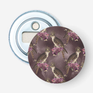 Royal Birds Crowned Purple Flowers Royalty Nature Bottle Opener