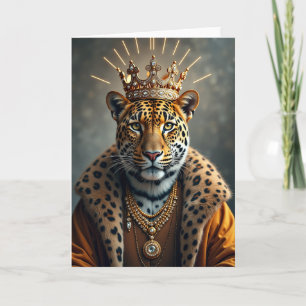 Royal Birthday Crowned Cat Card