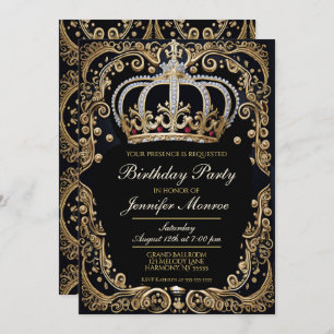 Royal Birthday Party Crown Ornate Invitation