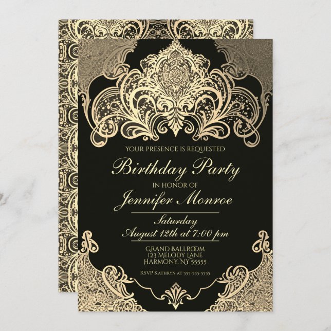 Royal Birthday Party Crown Ornate Invitation (Front/Back)