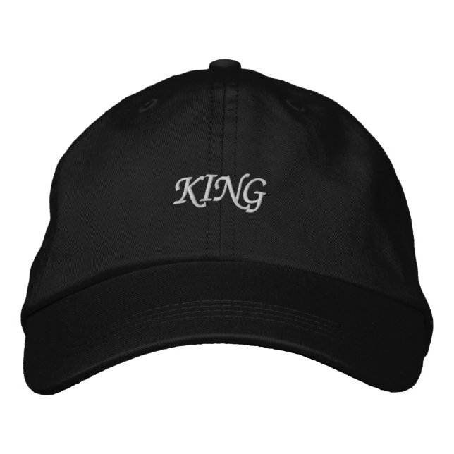Royal Black Adjustable Cap Featuring Bold "King"  (Front)