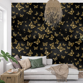 Royal black and golden Sparkle Butterfly Wallpaper