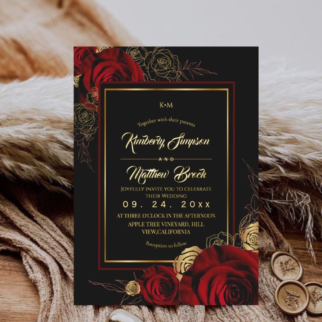 Royal Black Burgundy Roses Boho Wedding (Creator Uploaded)