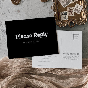 Royal Black Minimal Menu Choice RSVP Postcard
